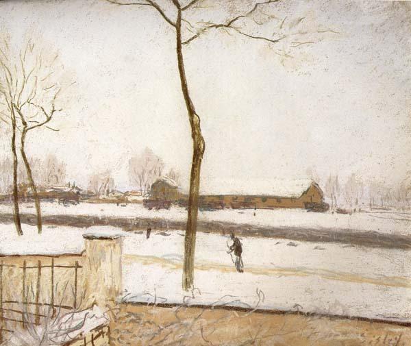 Alfred Sisley Snow Scene,Moret Station France oil painting art